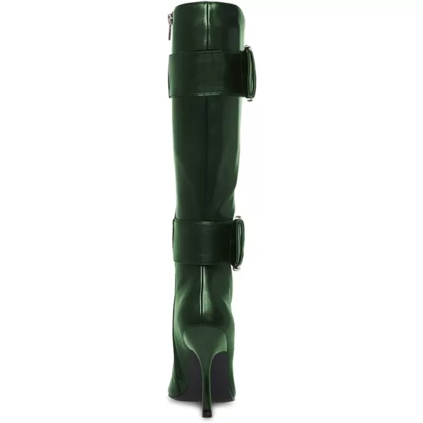 imageFSJ Women Stylish Thigh High Heel Boot Pointed Toe Stiletto Over the Knee High Boots with Zipper Fashion Metal Buckle Winter Long Boots Size 415 USDark Green