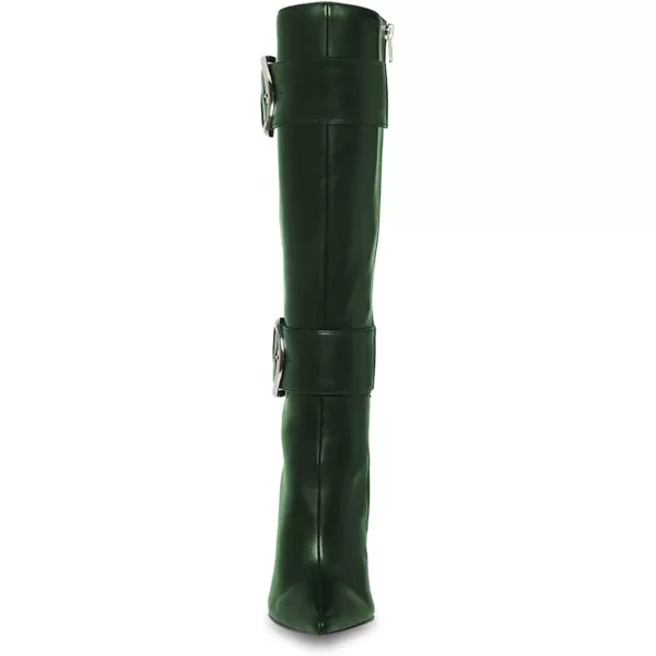 imageFSJ Women Stylish Thigh High Heel Boot Pointed Toe Stiletto Over the Knee High Boots with Zipper Fashion Metal Buckle Winter Long Boots Size 415 USDark Green