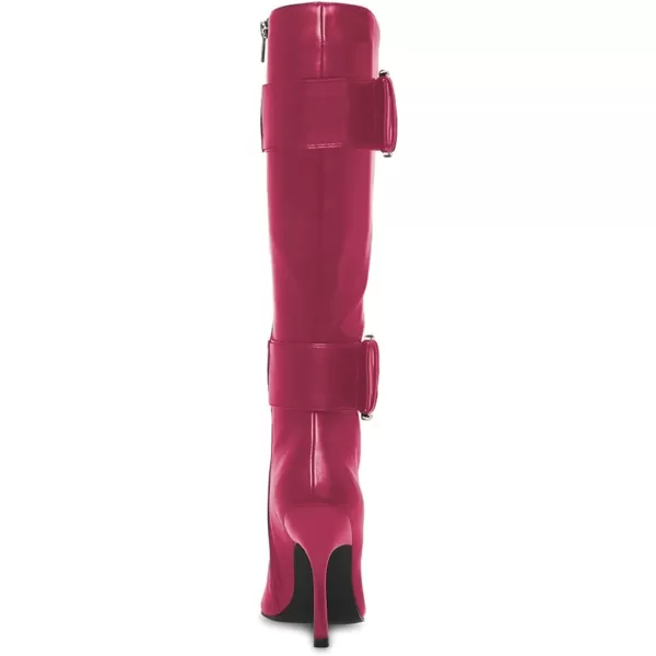 imageFSJ Women Stylish Thigh High Heel Boot Pointed Toe Stiletto Over the Knee High Boots with Zipper Fashion Metal Buckle Winter Long Boots Size 415 USDeep Pink