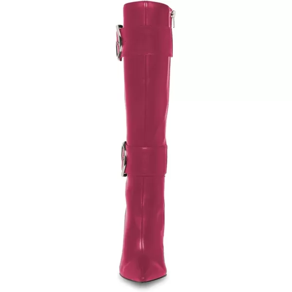imageFSJ Women Stylish Thigh High Heel Boot Pointed Toe Stiletto Over the Knee High Boots with Zipper Fashion Metal Buckle Winter Long Boots Size 415 USDeep Pink