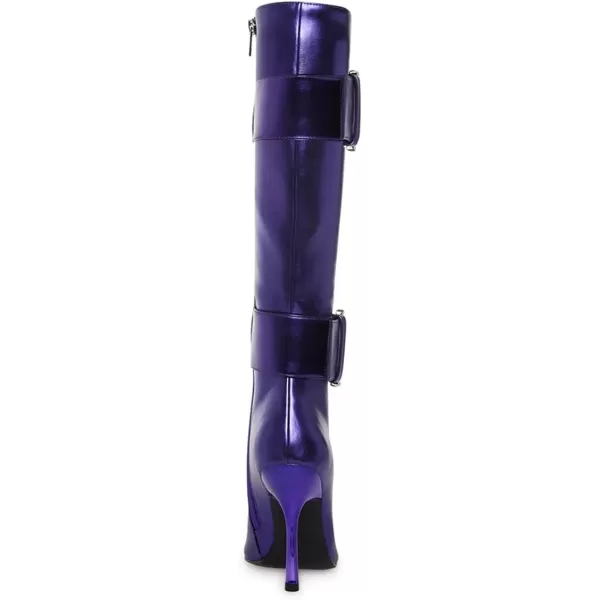 imageFSJ Women Stylish Thigh High Heel Boot Pointed Toe Stiletto Over the Knee High Boots with Zipper Fashion Metal Buckle Winter Long Boots Size 415 USPurple