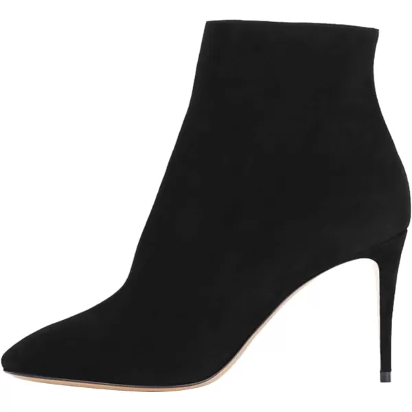 imageFSJ Women Trendy Thin High Heel Ankle Boots Pointed Toe Stiletto Booties Side Zipper Shoes Size 415 USBlack