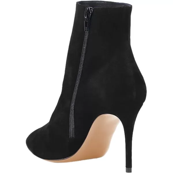 imageFSJ Women Trendy Thin High Heel Ankle Boots Pointed Toe Stiletto Booties Side Zipper Shoes Size 415 USBlack