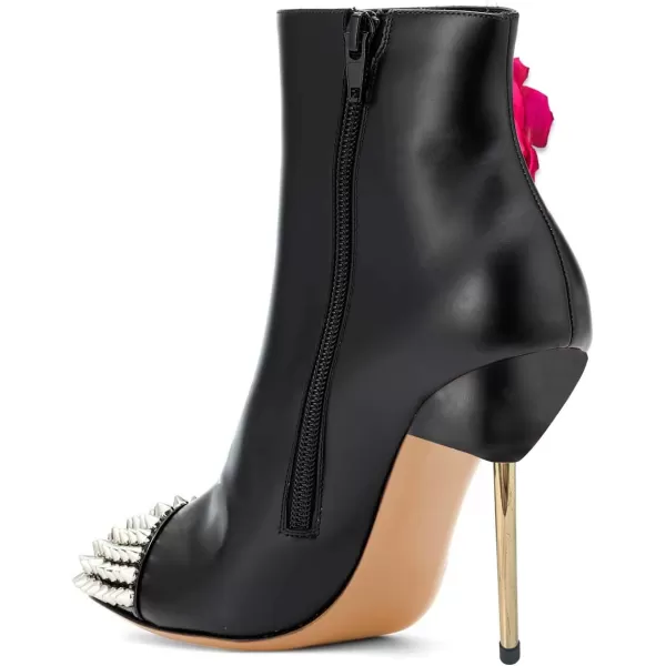 imageFSJ Women Trendy Thin High Heel Ankle Boots Pointed Toe Stiletto Booties Side Zipper Shoes Size 415 USBlack Rivets