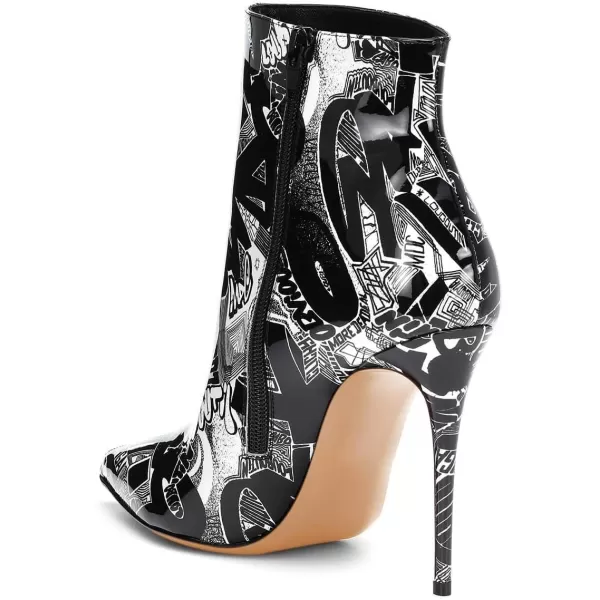 imageFSJ Women Trendy Thin High Heel Ankle Boots Pointed Toe Stiletto Booties Side Zipper Shoes Size 415 USBlack White
