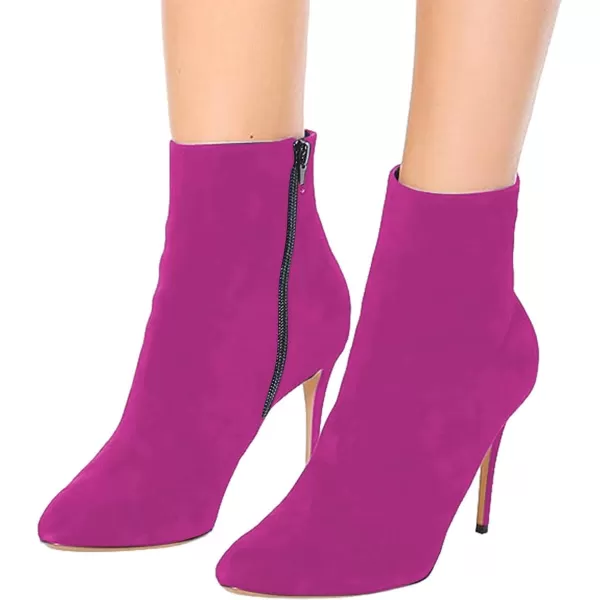 imageFSJ Women Trendy Thin High Heel Ankle Boots Pointed Toe Stiletto Booties Side Zipper Shoes Size 415 USFuchsia