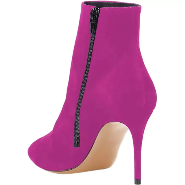 imageFSJ Women Trendy Thin High Heel Ankle Boots Pointed Toe Stiletto Booties Side Zipper Shoes Size 415 USFuchsia