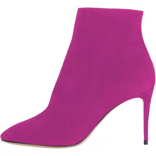 imageFSJ Women Trendy Thin High Heel Ankle Boots Pointed Toe Stiletto Booties Side Zipper Shoes Size 415 USFuchsia