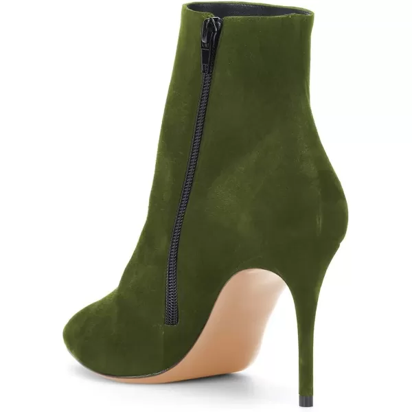 imageFSJ Women Trendy Thin High Heel Ankle Boots Pointed Toe Stiletto Booties Side Zipper Shoes Size 415 USGreen