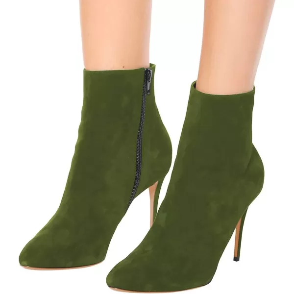 imageFSJ Women Trendy Thin High Heel Ankle Boots Pointed Toe Stiletto Booties Side Zipper Shoes Size 415 USGreen