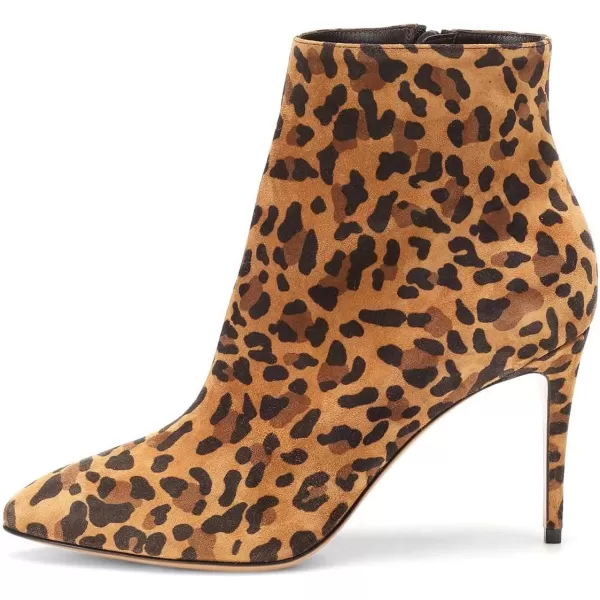 imageFSJ Women Trendy Thin High Heel Ankle Boots Pointed Toe Stiletto Booties Side Zipper Shoes Size 415 USLeopard
