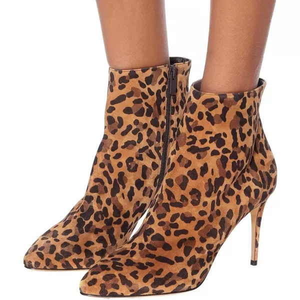 imageFSJ Women Trendy Thin High Heel Ankle Boots Pointed Toe Stiletto Booties Side Zipper Shoes Size 415 USLeopard