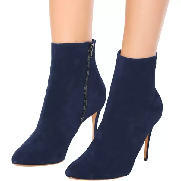 imageFSJ Women Trendy Thin High Heel Ankle Boots Pointed Toe Stiletto Booties Side Zipper Shoes Size 415 USNavy