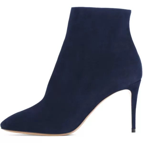 imageFSJ Women Trendy Thin High Heel Ankle Boots Pointed Toe Stiletto Booties Side Zipper Shoes Size 415 USNavy