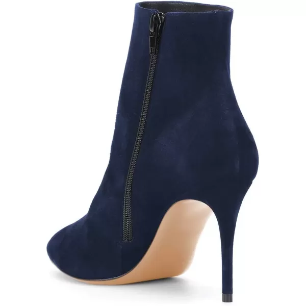 imageFSJ Women Trendy Thin High Heel Ankle Boots Pointed Toe Stiletto Booties Side Zipper Shoes Size 415 USNavy
