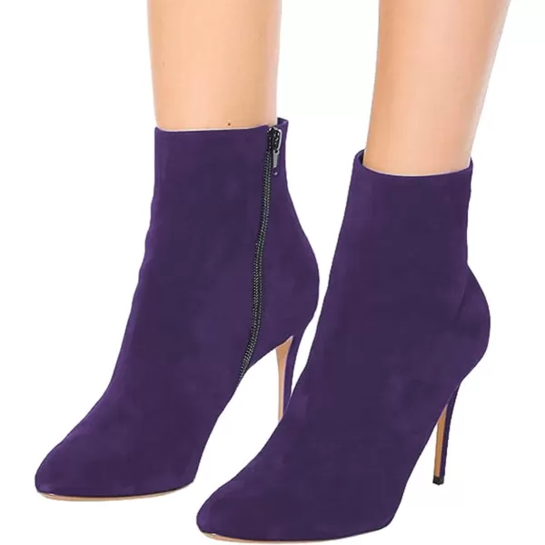 imageFSJ Women Trendy Thin High Heel Ankle Boots Pointed Toe Stiletto Booties Side Zipper Shoes Size 415 USPurple