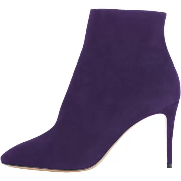 imageFSJ Women Trendy Thin High Heel Ankle Boots Pointed Toe Stiletto Booties Side Zipper Shoes Size 415 USPurple