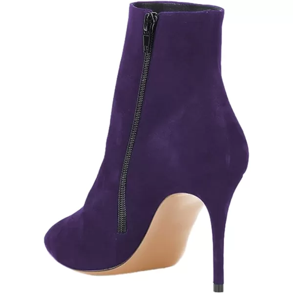 imageFSJ Women Trendy Thin High Heel Ankle Boots Pointed Toe Stiletto Booties Side Zipper Shoes Size 415 USPurple