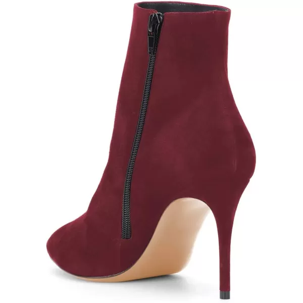 imageFSJ Women Trendy Thin High Heel Ankle Boots Pointed Toe Stiletto Booties Side Zipper Shoes Size 415 USRed