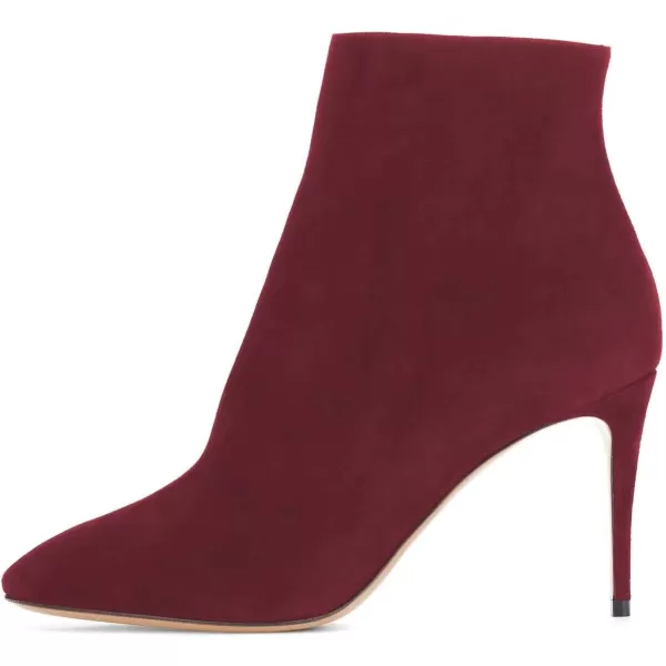 imageFSJ Women Trendy Thin High Heel Ankle Boots Pointed Toe Stiletto Booties Side Zipper Shoes Size 415 USRed