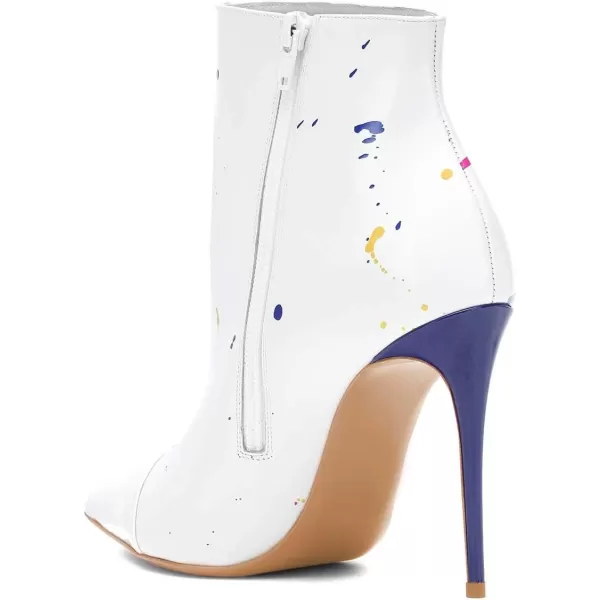 imageFSJ Women Trendy Thin High Heel Ankle Boots Pointed Toe Stiletto Booties Side Zipper Shoes Size 415 USWhite Print