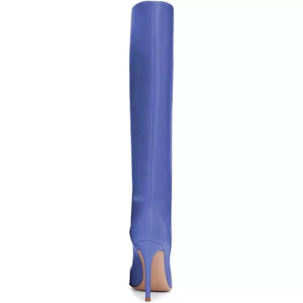imageFSJ Women Western Knee High Long Boots Leather Pointed Toe High Heels Wide Calf Riding Shoes Size 415 USBlue