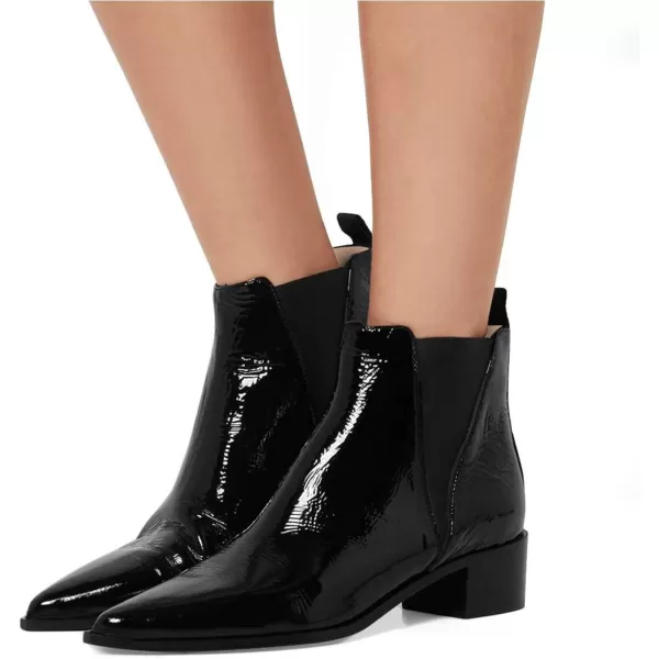 imageWomen Chic Closed Toe Waterproof Chelsea Ankle Boots Chunky Low Heels Comfortable Shoes Size 415 USBlack