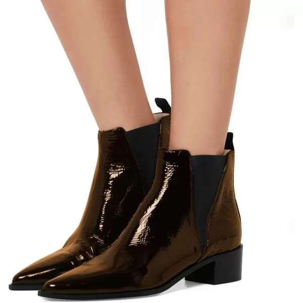imageWomen Chic Closed Toe Waterproof Chelsea Ankle Boots Chunky Low Heels Comfortable Shoes Size 415 USBronze