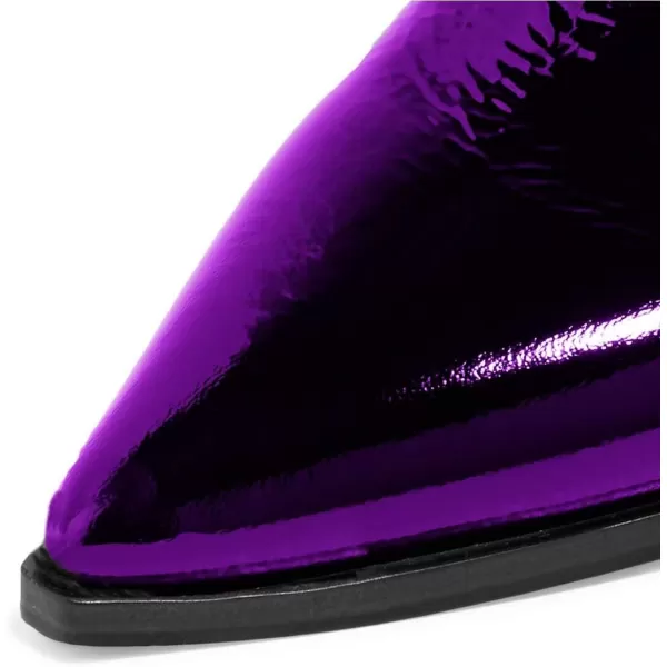 imageWomen Chic Closed Toe Waterproof Chelsea Ankle Boots Chunky Low Heels Comfortable Shoes Size 415 USPurple