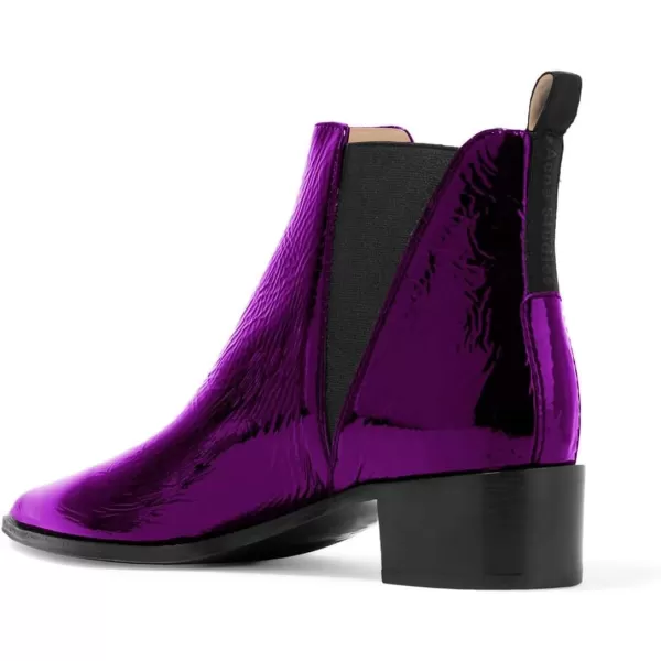 imageWomen Chic Closed Toe Waterproof Chelsea Ankle Boots Chunky Low Heels Comfortable Shoes Size 415 USPurple