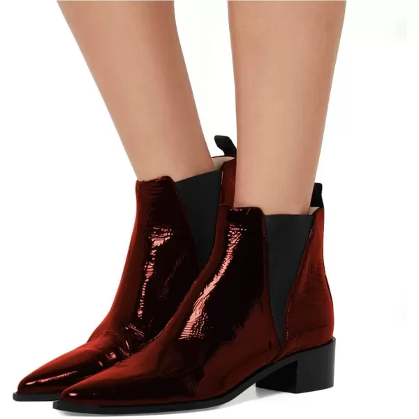 imageWomen Chic Closed Toe Waterproof Chelsea Ankle Boots Chunky Low Heels Comfortable Shoes Size 415 USRed