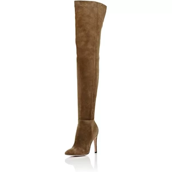 imageFSJ Women Chic Faux Suede Knee High Long Boots Pointed Toe Side Zipper High Heel Shoes Size 415 USBrown