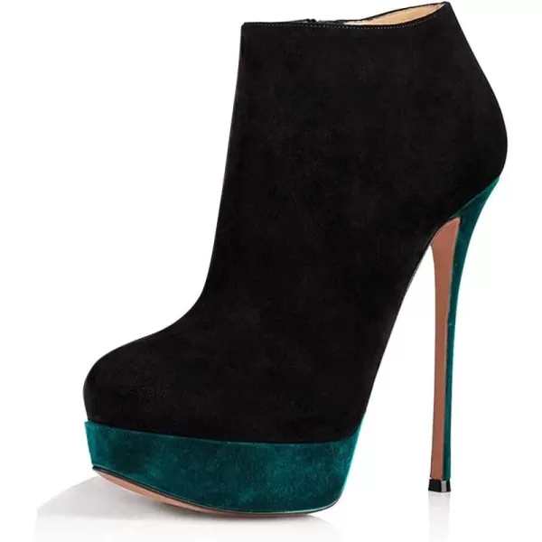 imageFSJ Women Fashion Super High Stiletto Heel Pumps Closed Round Toe Zipper Platforms Dress Party ShoesBlack