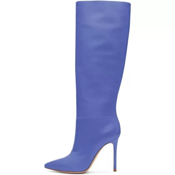 imageFSJ Women Western Knee High Long Boots Leather Pointed Toe High Heels Wide Calf Riding Shoes Size 415 USBlue