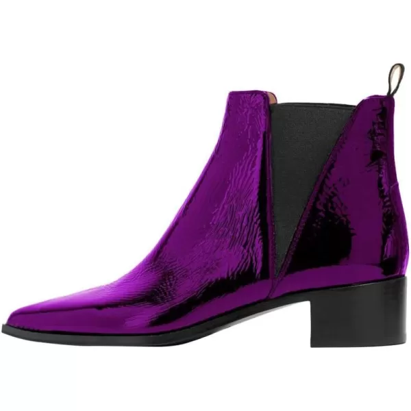imageWomen Chic Closed Toe Waterproof Chelsea Ankle Boots Chunky Low Heels Comfortable Shoes Size 415 USPurple