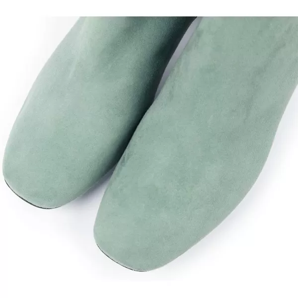 imageFSJ Women Boots Comfy Zipper Medium Chunky Heels Square Toe Sexy Pull On Party Shoes Size 415 M USDark Sea Greenfaux Suede