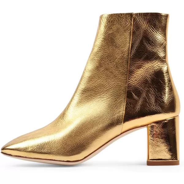 imageFSJ Women Boots Comfy Zipper Medium Chunky Heels Square Toe Sexy Pull On Party Shoes Size 415 M USGoldsynthetic Leather