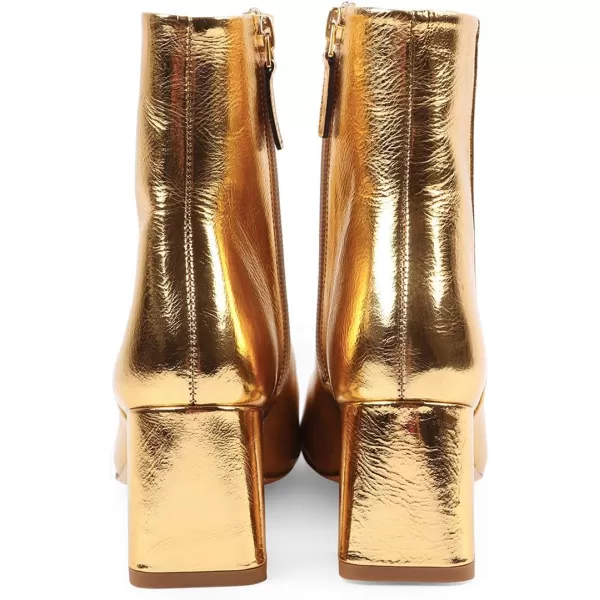 imageFSJ Women Boots Comfy Zipper Medium Chunky Heels Square Toe Sexy Pull On Party Shoes Size 415 M USGoldsynthetic Leather