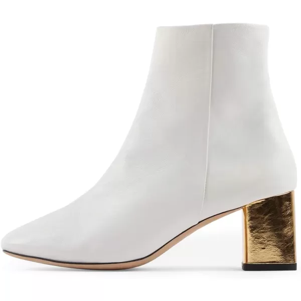 imageFSJ Women Boots Comfy Zipper Medium Chunky Heels Square Toe Sexy Pull On Party Shoes Size 415 M USWhitesynthetic Leather