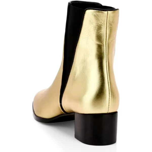 imageFSJ Women Chelsea Ankle Boots Closed Toe Chunky Block Low Heels Pull On Waterproof Shoes Size 415 USGold
