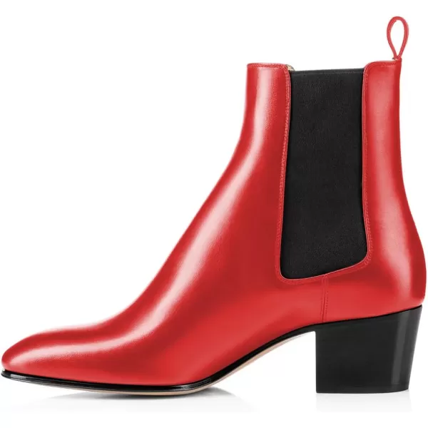 imageFSJ Women Chelsea Ankle Boots Closed Toe Chunky Block Low Heels Pull On Waterproof Shoes Size 415 USRed