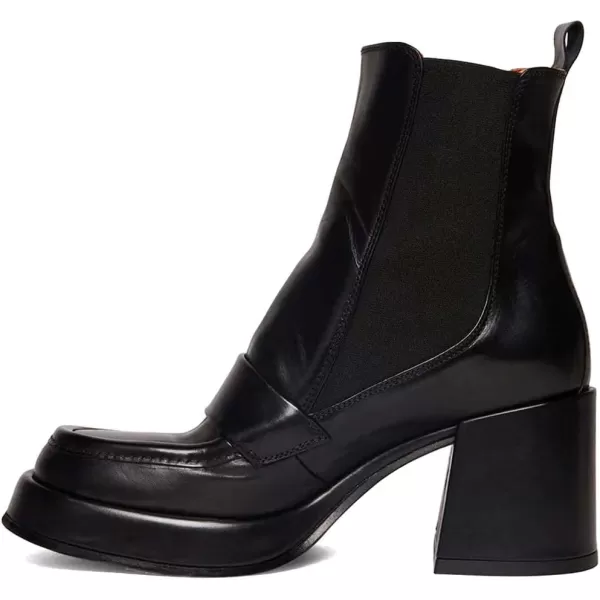 imageFSJ Women Fashion Round Toe Block Chunky High Heel Ankle Boots Elastic Pull On Casual Walking Shoes Size 415 USBlack