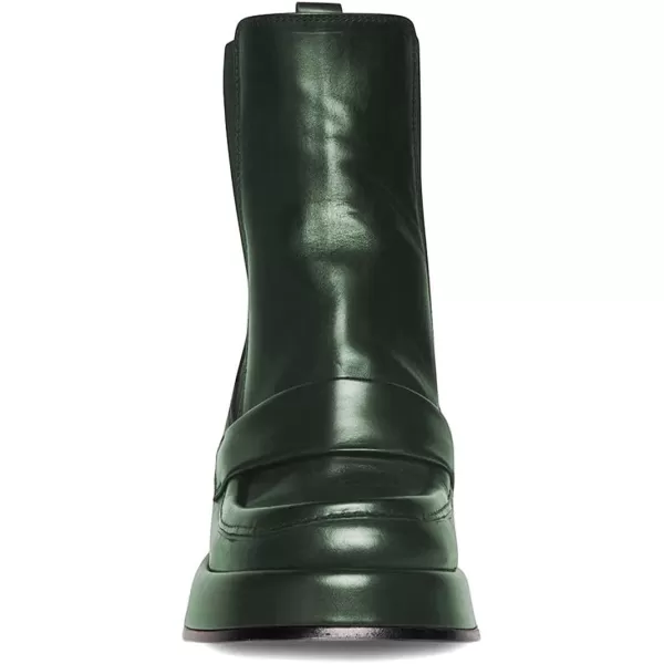 imageFSJ Women Fashion Round Toe Block Chunky High Heel Ankle Boots Elastic Pull On Casual Walking Shoes Size 415 USGreen