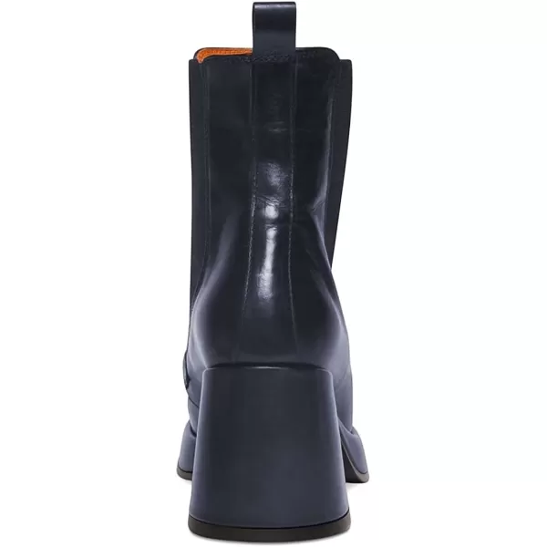 imageFSJ Women Fashion Round Toe Block Chunky High Heel Ankle Boots Elastic Pull On Casual Walking Shoes Size 415 USNavy