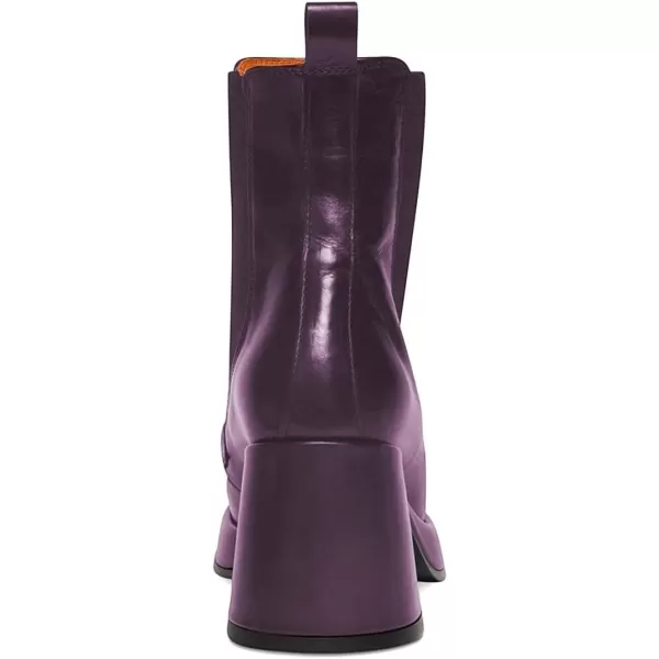 imageFSJ Women Fashion Round Toe Block Chunky High Heel Ankle Boots Elastic Pull On Casual Walking Shoes Size 415 USPurple