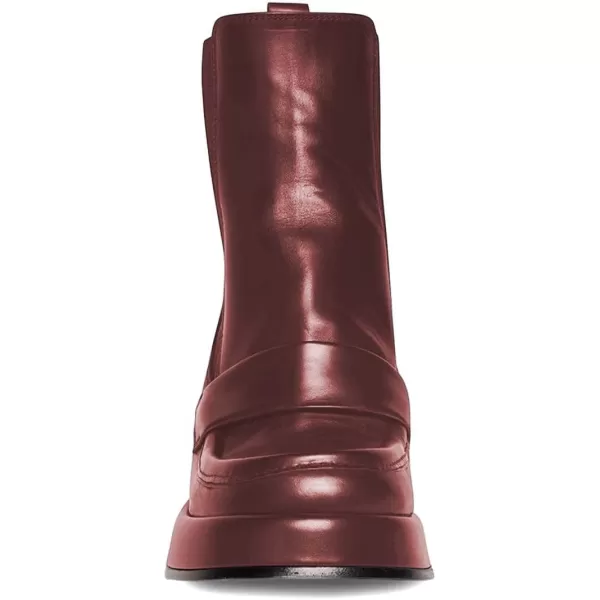 imageFSJ Women Fashion Round Toe Block Chunky High Heel Ankle Boots Elastic Pull On Casual Walking Shoes Size 415 USRedBrown