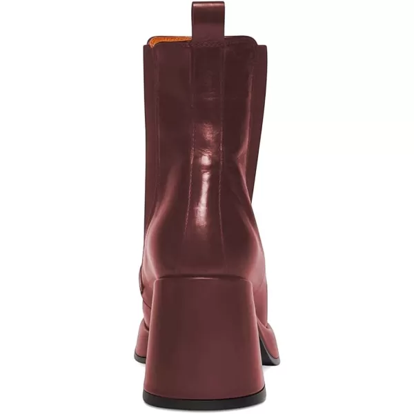 imageFSJ Women Fashion Round Toe Block Chunky High Heel Ankle Boots Elastic Pull On Casual Walking Shoes Size 415 USRedBrown