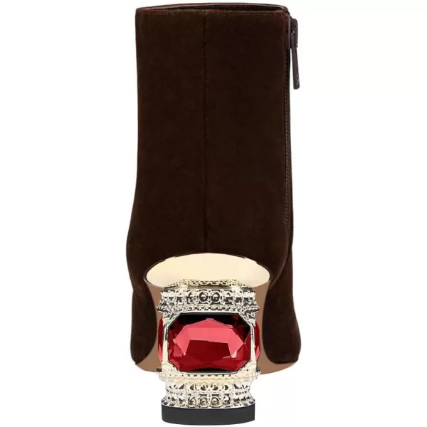 imageFSJ Women Round Toe Crystal Chunky Block Low Heel Ankle Boots Fashion Side Zipper Casual Prom Walking Shoes Size 416 USCaramel Suede