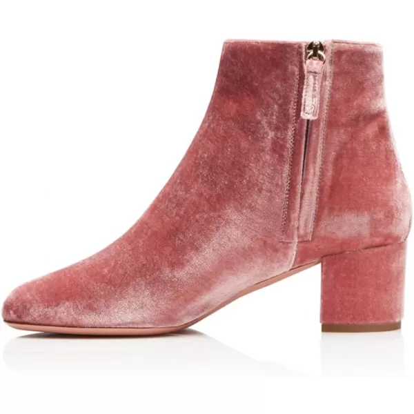 imageFSJ Women Round Toe Velvet Ankle Boots Block Heel Side Zipper Office Shoes for Comfort Size 415 USPink