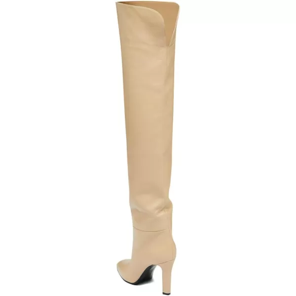 imageFSJ Women Thick High Heel Over The Knee Boots Pointed Toe Pull On Winter Dress Long Boots Shoes Size 415 USBeige